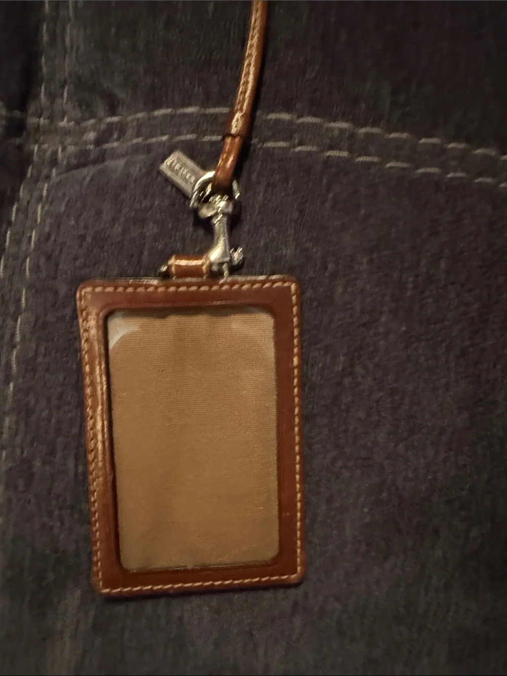 Coach Tan Brown Signature Lanyard ID Holder